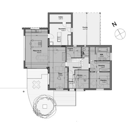 plan Rénovation/extension maison individuelle à Louisfert